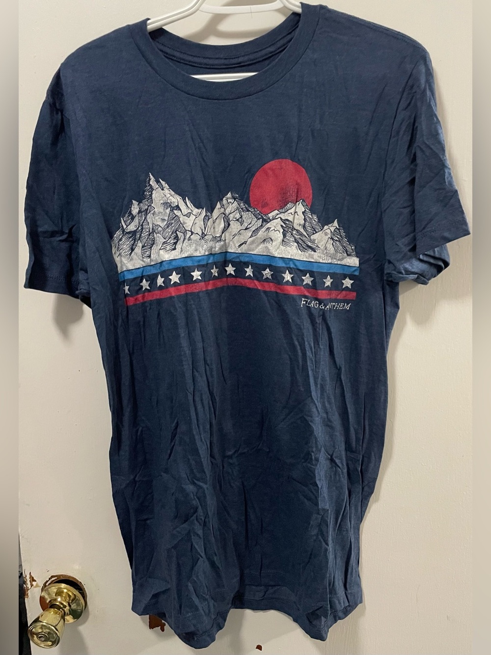 Flag & Anthem Men’s Navy Graphic T-Shirt Short Sleeve Tee Top Size Medium M